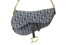 Load image into Gallery viewer, Christian Dior クリスチャン ディオール トロッター サドルバッグ ワンショルダーバッグ キャンバス レザー ネイビー 美品 中古 4c068302