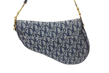 Load image into Gallery viewer, Christian Dior クリスチャン ディオール トロッター サドルバッグ ワンショルダーバッグ キャンバス レザー ネイビー 美品 中古 4c068302