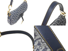 Load image into Gallery viewer, Christian Dior クリスチャン ディオール トロッター サドルバッグ ワンショルダーバッグ キャンバス レザー ネイビー 美品 中古 4c068302