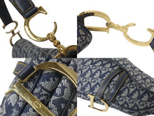 Load image into Gallery viewer, Christian Dior クリスチャン ディオール トロッター サドルバッグ ワンショルダーバッグ キャンバス レザー ネイビー 美品 中古 4c068302