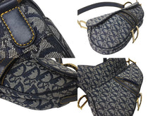 Load image into Gallery viewer, Christian Dior クリスチャン ディオール トロッター サドルバッグ ワンショルダーバッグ キャンバス レザー ネイビー 美品 中古 4c068302