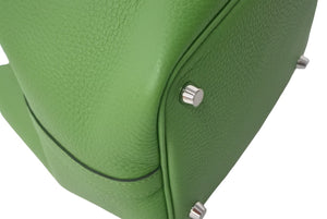 未使用 HERMES エルメス ハンドバッグ ピコタンロックPM トリヨンクレマンス ヴェールユッカ バイカラー B刻印 シルバー金具 中古 4c068311