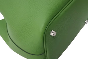 未使用 HERMES エルメス ハンドバッグ ピコタンロックPM トリヨンクレマンス ヴェールユッカ バイカラー B刻印 シルバー金具 中古 4c068311