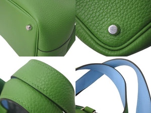 未使用 HERMES エルメス ハンドバッグ ピコタンロックPM トリヨンクレマンス ヴェールユッカ バイカラー B刻印 シルバー金具 中古 4c068311