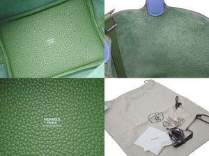 未使用 HERMES エルメス ハンドバッグ ピコタンロックPM トリヨンクレマンス ヴェールユッカ バイカラー B刻印 シルバー金具 中古 4c068311