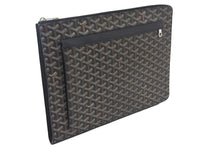 画像をギャラリービューアに読み込む, 極美品 Goyard ゴヤール ソルボンヌ クラッチバッグ セカンドバッグ L字ファスナー コーティングキャンバス レザー ブラック 中古 4c068312