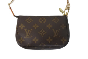 極美品 LOUIS VUITTON ルイヴィトン モノグラム ミニポシェット アクセソワール アクセサリーポーチ M58009 ブラウン 中古 4c068316