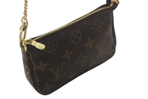 極美品 LOUIS VUITTON ルイヴィトン モノグラム ミニポシェット アクセソワール アクセサリーポーチ M58009 ブラウン 中古 4c068316