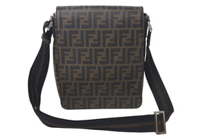 FENDI フェンディ ズッカ柄 ショルダーバッグ 7VA215/B0W イタリア製 PVC ブラウン ブラック シルバー金具 美品 中古 4c068324