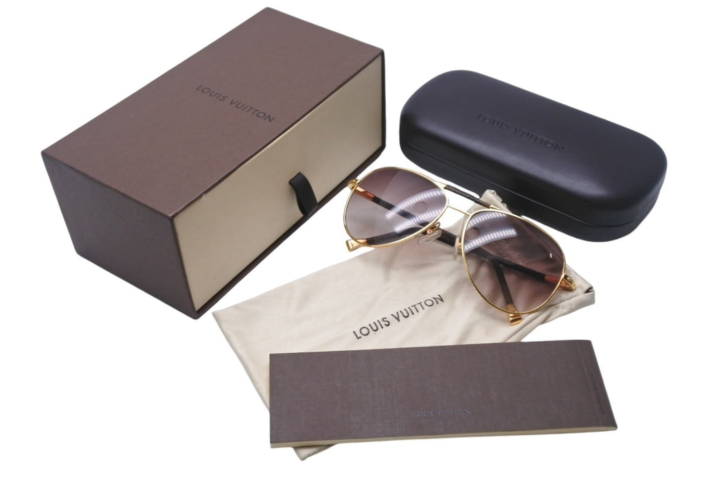極美品 LOUIS VUITTON ルイヴィトン コンスピラシオン パイロット ダミエキャンバス サングラス Z0202U ブラウン 中古 4c068330