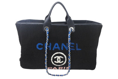 極美品 CHANEL シャネル ドーヴィルGM 2WAY チェーントートバッグ 26番台 ボア カーフレザー ブラック ブルー ピンク 中古 4c068331