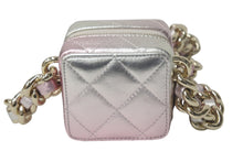 Load image into Gallery viewer, CHANEL シャネル ショルダーバッグ キューブチェーンバッグ AP2529 ピンク シルバー ラムスキン ゴールド金具 美品 中古 4c068334