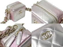 Load image into Gallery viewer, CHANEL シャネル ショルダーバッグ キューブチェーンバッグ AP2529 ピンク シルバー ラムスキン ゴールド金具 美品 中古 4c068334