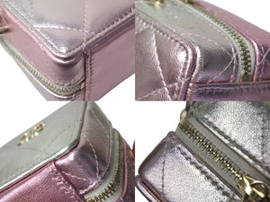CHANEL シャネル ショルダーバッグ キューブチェーンバッグ AP2529 ピンク シルバー ラムスキン ゴールド金具 美品 中古 4c068334