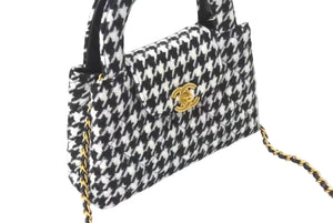 極美品 CHANEL シャネル ミニハンドバッグ ショルダーバッグ 千鳥 ブラック/ホワイト ランダムシリアル AS4416 中古 4c068345