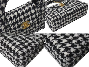 極美品 CHANEL シャネル ミニハンドバッグ ショルダーバッグ 千鳥 ブラック/ホワイト ランダムシリアル AS4416 中古 4c068345