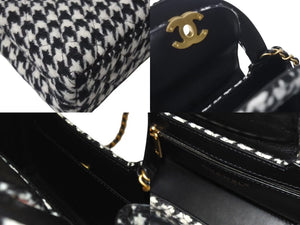 極美品 CHANEL シャネル ミニハンドバッグ ショルダーバッグ 千鳥 ブラック/ホワイト ランダムシリアル AS4416 中古 4c068345