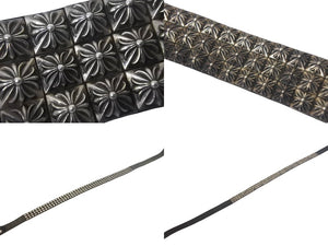 CHROME HEARTS クロムハーツ TRIPLE ROW PYRAMID STUDS 3連ピラミッドスタッズ ストラップ ベルト シルバー 美品 中古 4c068346