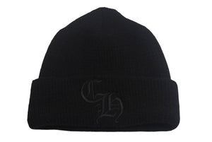 CHROME HEARTS クロムハーツ CH 刺繍 ニットキャップ ビーニー 2238-304-4102 ウール ブラック 美品 中古 4c068351