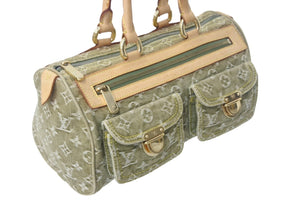 LOUIS VUITTON ルイヴィトン ハンドバッグ デニム ネオスピーディ M95215 モノグラムデニム カーキ ゴールド金具 美品 中古 4c068366