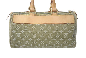 LOUIS VUITTON ルイヴィトン ハンドバッグ デニム ネオスピーディ M95215 モノグラムデニム カーキ ゴールド金具 美品 中古 4c068366