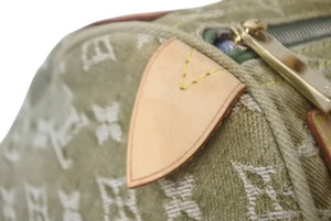LOUIS VUITTON ルイヴィトン ハンドバッグ デニム ネオスピーディ M95215 モノグラムデニム カーキ ゴールド金具 美品 中古 4c068366