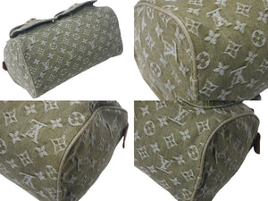LOUIS VUITTON ルイヴィトン ハンドバッグ デニム ネオスピーディ M95215 モノグラムデニム カーキ ゴールド金具 美品 中古 4c068366