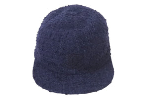 極美品 CHANEL シャネル 22AW ツイード キャップ ネイビー ココマーク 帽子 ロゴ 小物 サイズL 中古 4c068372