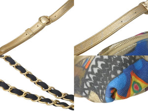 CHANEL シャネル グラフィティ エジプト チェーン ベルトバッグ ボディバッグ 28番台 キャンバス レザー ゴールド マルチカラー 美品 中古 4c068374