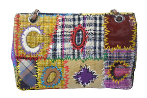 極美品 CHANEL シャネル チェーン ショルダーバッグ 14番台 ココマーク パッチワーク マルチカラー ツイード シルバー金具 中古 4c068378