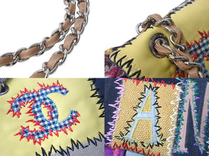 極美品 CHANEL シャネル チェーン ショルダーバッグ 14番台 ココマーク パッチワーク マルチカラー ツイード シルバー金具 中古 4c068378