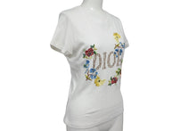 Load image into Gallery viewer, ChristianDior クリスチャンディオール 半袖Tシャツ トロッター柄 フラワー刺繍 ロゴハーフ ホワイト マルチカラー 38 美品 中古 4c068384