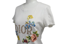 Load image into Gallery viewer, ChristianDior クリスチャンディオール 半袖Tシャツ トロッター柄 フラワー刺繍 ロゴハーフ ホワイト マルチカラー 38 美品 中古 4c068384