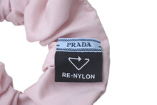 Load image into Gallery viewer, 極美品 PRADA プラダ シュシュ ヘアアクセサリー トライアングルロゴプレート ナイロン ピンク シルバー金具 中古 4c068387