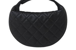 新品未使用 CHANEL シャネル キャビアスキン ハンドバッグ シリアルランダム ブラック ゴールド金具 中古 4c068392