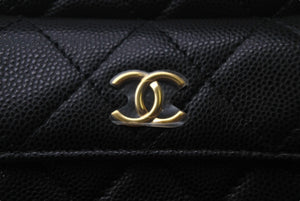 新品未使用 CHANEL シャネル キャビアスキン ハンドバッグ シリアルランダム ブラック ゴールド金具 中古 4c068392