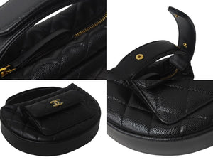 新品未使用 CHANEL シャネル キャビアスキン ハンドバッグ シリアルランダム ブラック ゴールド金具 中古 4c068392