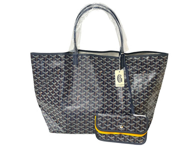 新品未使用 GOYARD ゴヤール サンルイGM トートバッグ STLOUIGMLTY12CL12P PVC レザー ヘリンボーン ネイビー 中古 4c068396