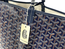 画像をギャラリービューアに読み込む, 新品未使用 GOYARD ゴヤール サンルイGM トートバッグ STLOUIGMLTY12CL12P PVC レザー ヘリンボーン ネイビー 中古 4c068396