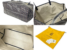 画像をギャラリービューアに読み込む, 新品未使用 GOYARD ゴヤール サンルイGM トートバッグ STLOUIGMLTY12CL12P PVC レザー ヘリンボーン ネイビー 中古 4c068396
