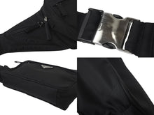 画像をギャラリービューアに読み込む, 極美品 PRADA プラダ ウエストバッグ ボディバッグ V210 トライアングルロゴ ブラック ナイロン シルバー金具 中古 4c068402 