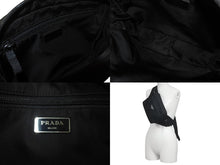 画像をギャラリービューアに読み込む, 極美品 PRADA プラダ ウエストバッグ ボディバッグ V210 トライアングルロゴ ブラック ナイロン シルバー金具 中古 4c068402 