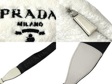 画像をギャラリービューアに読み込む, 極美品 PRADA プラダショルダーバッグ 1BH190 パイルポーチ付き トライアングル ブラック ホワイト レザー シルバー金具 中古ロゴ 4c068406 