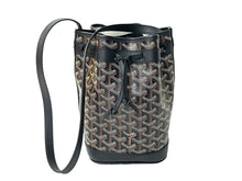 Load image into Gallery viewer, 新品未使用 Goyard ゴヤールプティ フロ バケット ショルダーバッグ 巾着型 PVC レザー ブラウン ブラック シルバー 中古 4c068407