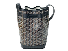 Load image into Gallery viewer, 新品未使用 Goyard ゴヤールプティ フロ バケット ショルダーバッグ 巾着型 PVC レザー ブラウン ブラック シルバー 中古 4c068407