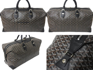 GOYARD ゴヤール ボーイング 55 ヘリンボーン PVC レザー ボストンバッグ ブラック 黒 美品 中古 4c068414