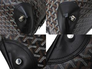 GOYARD ゴヤール ボーイング 55 ヘリンボーン PVC レザー ボストンバッグ ブラック 黒 美品 中古 4c068414