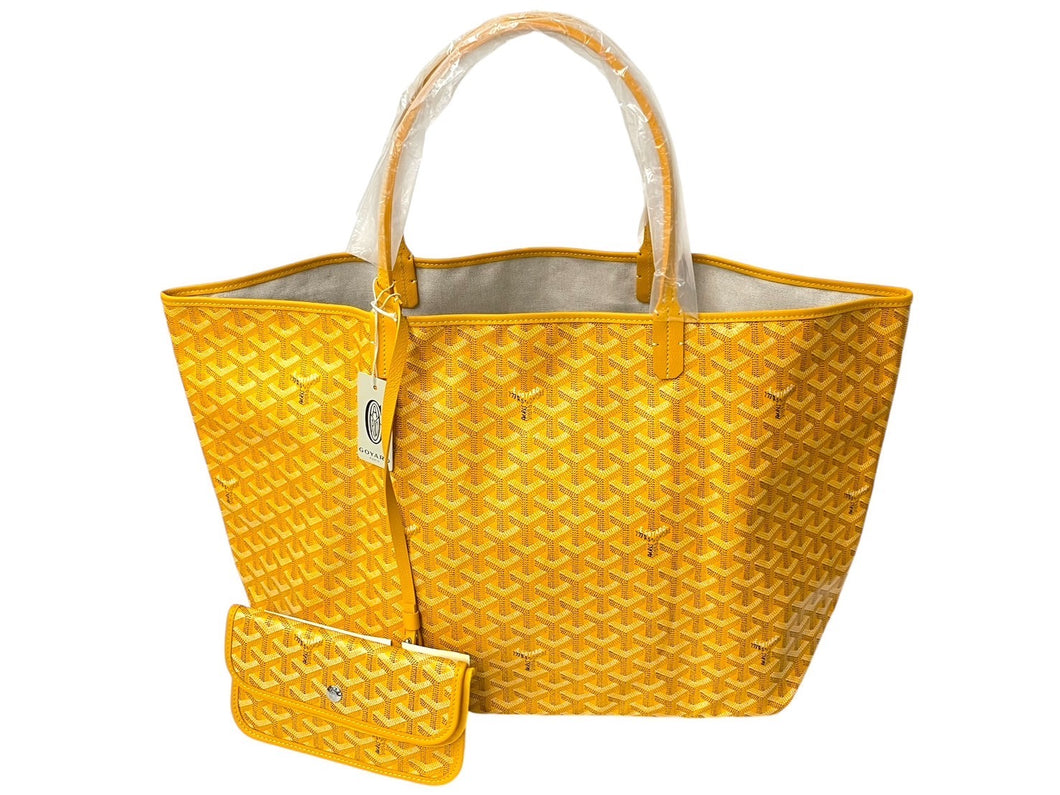 新品未使用 GOYARD ゴヤール サンルイGM バッグ トートバッグ STLOUIGMLTY08CL08P レザー PVC イエロー シルバー金具 中古 4c068429