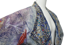 画像をギャラリービューアに読み込む, ノーブランド ライダースデニムジャケット CopaCabana コパカバーナ ラインストーン ブルー マルチカラー サイズL 4c068430