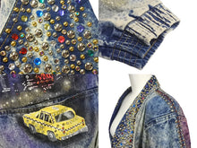 画像をギャラリービューアに読み込む, ノーブランド ライダースデニムジャケット CopaCabana コパカバーナ ラインストーン ブルー マルチカラー サイズL 4c068430